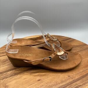 Vionic Orchid Sandals Womens 8.5 Wedge Orthopedic Thong Slip On Comfort Casual